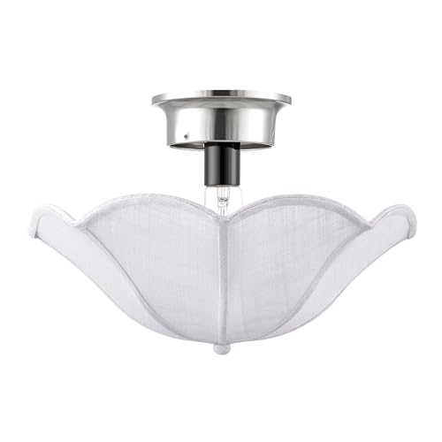 Image of Aspen Creative 52002 Ceiling Clip-on Lamp Shade, Transitional Design in White Linen Fabric, 13 inch Diameter x 5 inch Height