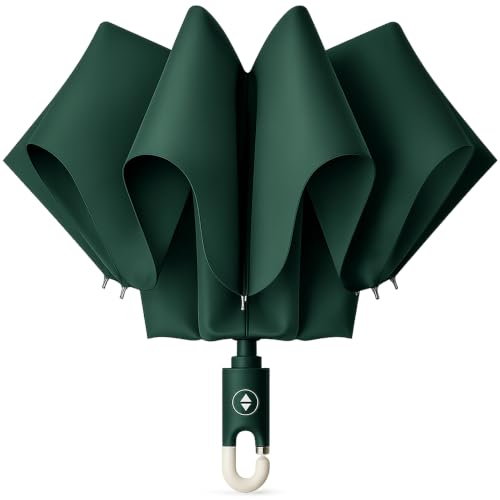 Image of Zemic UV Reversible Umbrella with Novelty Carabiner Handle, Travel-Friendly Umbrellas for Sun & Rain Protection, Windproof Compact, Automatic Open /Close, 8 Dual Ribs, Portable Umbrella for Men and Women