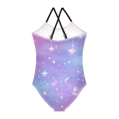 susiyo Red Purple and Blue Stars Girls One Piece Swimsuits with Adjustable Straps Bathing Suits for 3-10 Years Old2