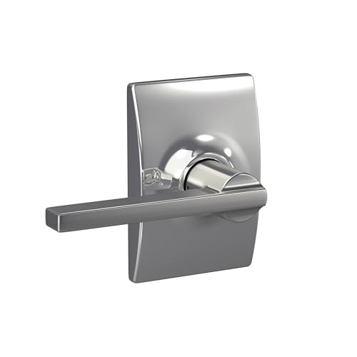 Image of SCHLAGE Latitude Hall /Closet Passage Door Handle, Reversible, Bright Chrome | Hall or closet lever door handle with no lock, Easy to install, Certified durability, Universal fit