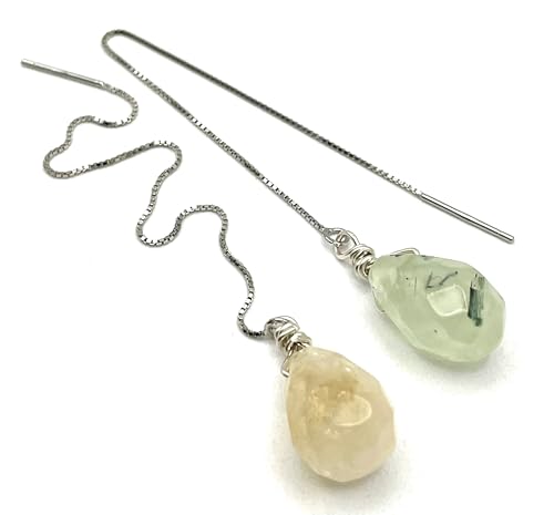 Boucles d'oreilles en citrine naturelle prehnite vert et argent 925 - 3