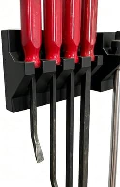 Magnetic 4 Slot Pry Bar Holder for Tool Cart, Locker, or Hutch - Secure Tool Organizer with Strong Magnets