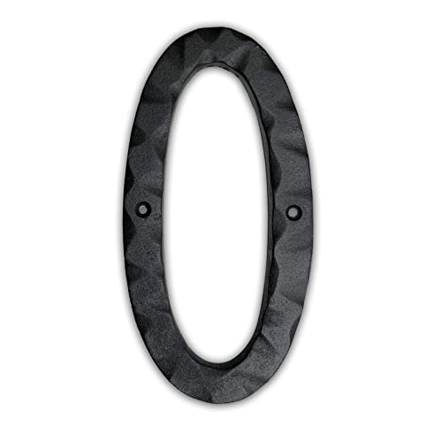 Image of NACH House Numbers for Outside, 6 inch Black Address Numbers for House - Number 0 - Rustic Numbers for Outside with Mounting Hardware