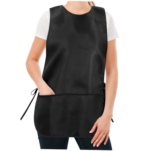 HOLIDYOYO Cobbler Apron Unisex 2 Pockets Cobbler Smock Bib Apron Cooking Kitchen Aprons Drawing Apron Hair Cutting Apron Paint Apron for Women Men Chef BBQ, 70x49.5cm, Black
