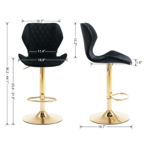 Image of Dream Furnishing - Set of 2 Bar /Kitchen Chairs 360 Degree Rotatable Swivel Elegant Classy & Comfortable Chair with Golden Base and Velvet Fabric (2 Chairs) (White Velvet)