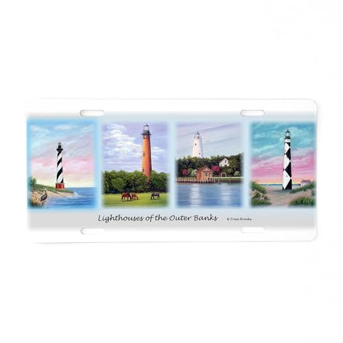 CafePress Lighthouses of The Outer Banks Aluminum License Pl Aluminum License Plate, Front License Plate, Vanity Tag