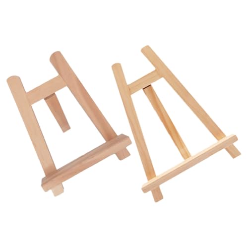 Uonlytech Soportes de Pintura para 2 Piezas, Caballete Trípode de Madera Natural, Estante para Exhibición de Imágenes Tamaño 15x20 y 20x28 Cm, Adecuado para Manualidades y Arte Infantil
