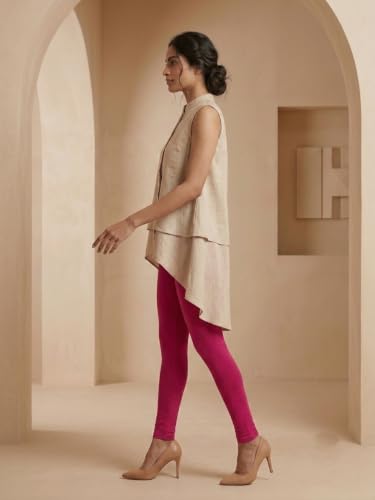 Image of Women's Cotton Lycra Ankle Length Leggings | Regular Rise, Soft 4 Way Stretch Fabric | Casual & Ethnic Wear