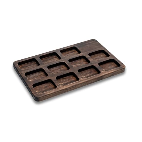 Bandeja de Madera con 11 Compartimentos - Vaciabolsillos de Diseño Artesanal - Bandeja para Aperitivos y Frutos Secos - Hecha a Mano en España - Organizador Natural Decorativo | MMWOODDESIGN