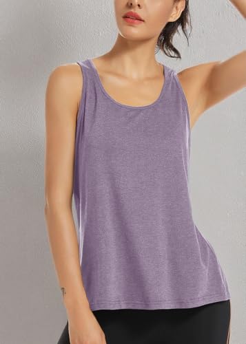 Image of Muzniuer Womens Yoga Workout Tops-Cute Open Back Running Gym Activewear Sports Shirt for Women