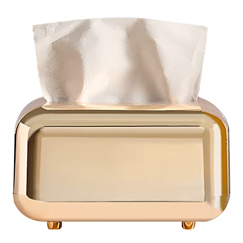 Elvaesther Wipes Holders, Baby Wipes Dispenser, Household Tissue Box with Lid Dustproof Light Luxury Wet Wipe Container Case for Restaurant Hotel Office Car Gold