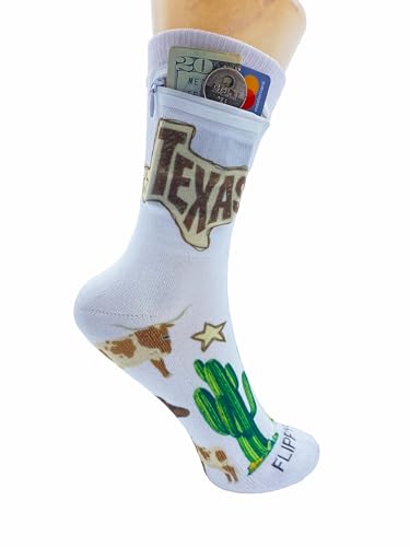 Image of Zipper Sock Wallet - Cotton & Polyester Zipper Socks with Pockets - Fits shoe size 6-13