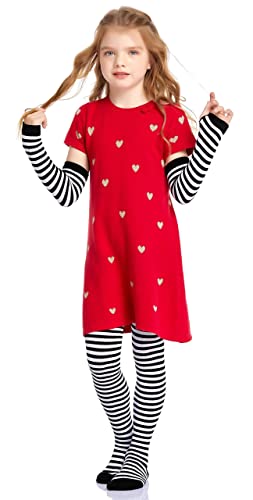 Bienvenu Rainbow Fingerless Gloves Kids Thigh High Socks and Arm Warmers Girls, Black, One Size