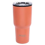 PURE 700ml Stylish Double Wall Plastic Liner Coffee Tumbler Travel Mug, 24 oz, Coral Pink