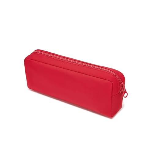 Image of Color Pencil Case Simple Oxford Fabric Bag for Student Lightweight Design (Red,Oxford Fabric)