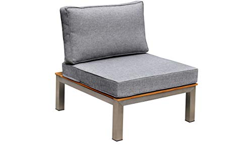 OUTFLEXX Loungemöbel, Silber/grau, Edelstahl/FSC-Teakholz/Textil, für 4 Personen, inkl. Beistelltisch – Bild 7