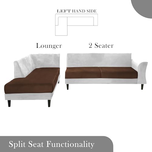 Image of Gratly LHS 4 Seater L Shape Sofa Set for Living Room (Brown Grey Colour) Premium Fabric Sofa