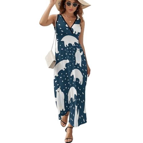 Robe longue d'été sans manches col V style maxi robe de plage