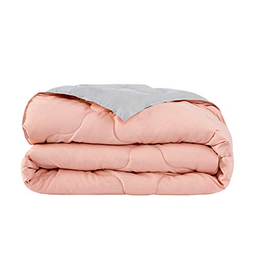 Comfort Spaces Vixie Reversible Comforter Set - Trendy Casual Geometric Quilted Cover, All Season Down Alternative Cozy Bedding, Matching Sham, Coral/Gray, Twin/Twin Xl 2 Piece #TOP7