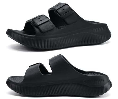 KuaiLu Ladies Comfortable Plantar Fasciitis Recovery Sandals Orthotic Arch Support Thick Athletic Cushion Open Toe Slip On Sport Slides Summer Pool Beach Sandles