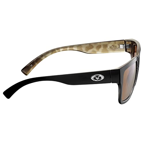 Flying Fisherman unisex adult Harper Sunglasses, Gloss Black Frame/Copper-silver Mirror Lens, Medium US3