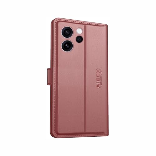 Image of AIBEX Compatible for Oppo Reno 15 Pro 5G Flip Cover Leather Finish | Inside TPU with Card Pockets | Wallet Stand | Complete Protection Flip Case Brown