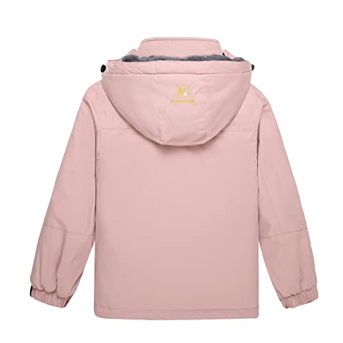 Keevoom Girl's Waterproof Ski Jacket Fleece Snow Coat Windproof Warm Winter Snowboarding Jacket With Removable Hood(Pink,8-9) #TOP1