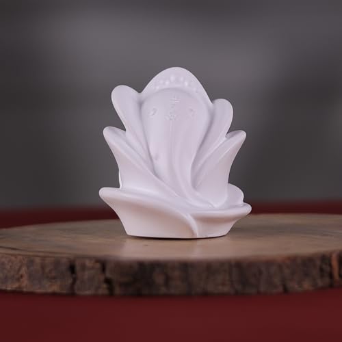 Image of Artarium Rose Shape Small Ganesha Ji Idol Ganesha Ji Murti, Ganpati Statue (Height 3 Inch), Figurine for Car Dashboard, Pooja, Unique Wedding & Birthday Gift, Sculpture, House Warming - White