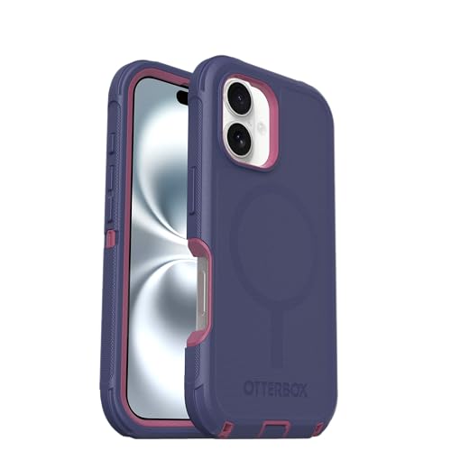 Image of OtterBox iPhone 16 (Only) - Defender Series MagSafe Case - Regatta Rose (Purple & Pink) - Built-in Magnets - Screenless - Rugged & Durable - with Port Protection