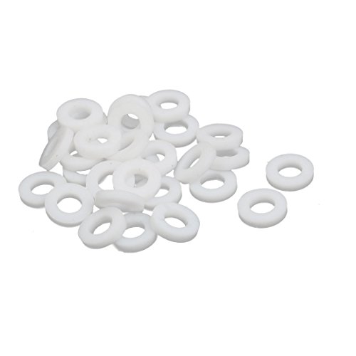 uxcell PTFE Flat Washers 10mm OD 5mm ID 2mm Thickness Sealing Gasket for Faucet Pipe Water Hose, White, Pack of 30