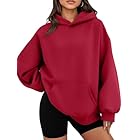 WYNNQUE Hoodies for Women Oversized Sweatshirts Fall Fashion Outfits 2025 Casual Sweaters Tops Fleece Plus Size Workout Comfy Winter Clothes Red S