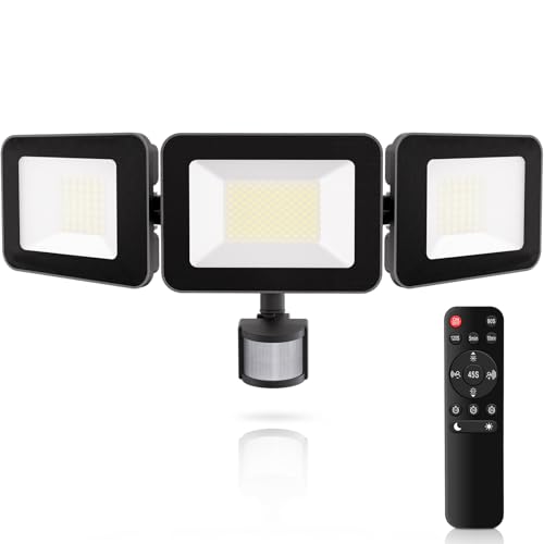 Linke 100W Security Lights Outdoor Motion Sensor 9600 Lumen PIR Floodlights Outdoor Daylight White 6500K 4 Modes IP66 Waterproof Outside Wall Light for Garage Garden Hallway Backyard