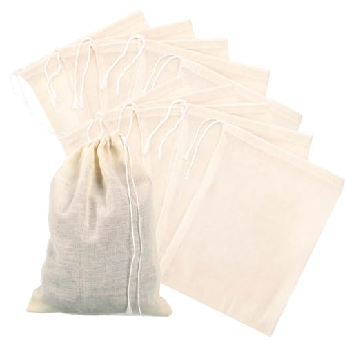CQXSYTBN 10 Piezas Bolsa Colador de Algodón, 20 x 30 cm Bolsa Filtro Reutilizable Lavable, Bolsa Algodon Infusion con Cordón para Mermelada, Yogur