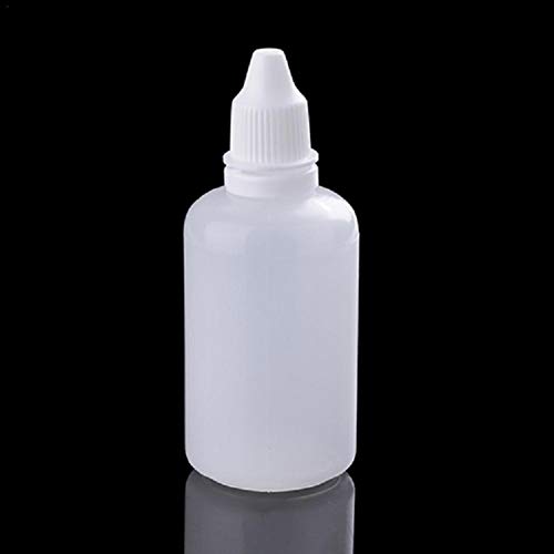 Brownrolly 25pcs Plastic Empty Dropper Bottles(50ml), Refillable Eye Liquid Container & Squeezable Eye Liquid Container with Screw Cap for Essential Oil Eye Drops