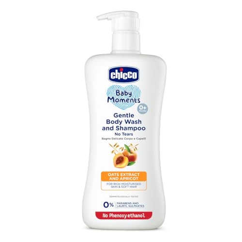 Chicco Baby Moments Gentle Bodywash & Shampoo with Oats Extracts & Apricot, 500ml |Head-to-Toe | No Tears Formula | Moisturized Skin & Hair | Dermatologically Tested | Parabens & Phenoxyethanol Free (B09SB7FJZP) Amazon Price History, Amazon Price Tracker