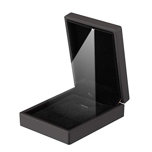 LED Light Pendant Necklace Gift Box, Velvet Jewelry Storage Display Case for Proposal Engagement Wedding Anniversary Birthday Valentine's Day (Black) - Image 2