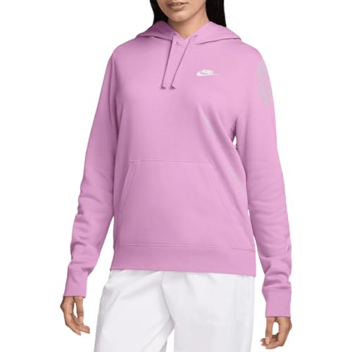 Nike Sportswear Club Fleece Women's Pullover Hoodie (DQ5793-632, Beyond Pink/White) Size Medium