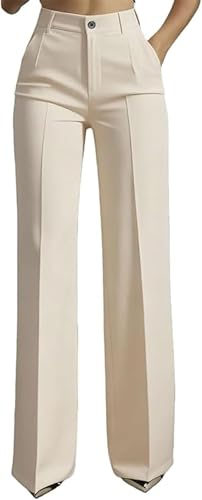 2026 Women's High Waisted Straight Leg Simple Suit Trousers, Corporate Goth Clothing...
