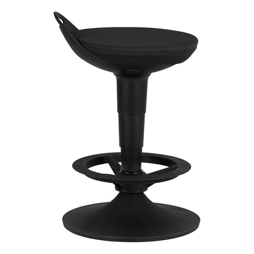 Image of Adjustable-Height Padded Lab Stool - Black