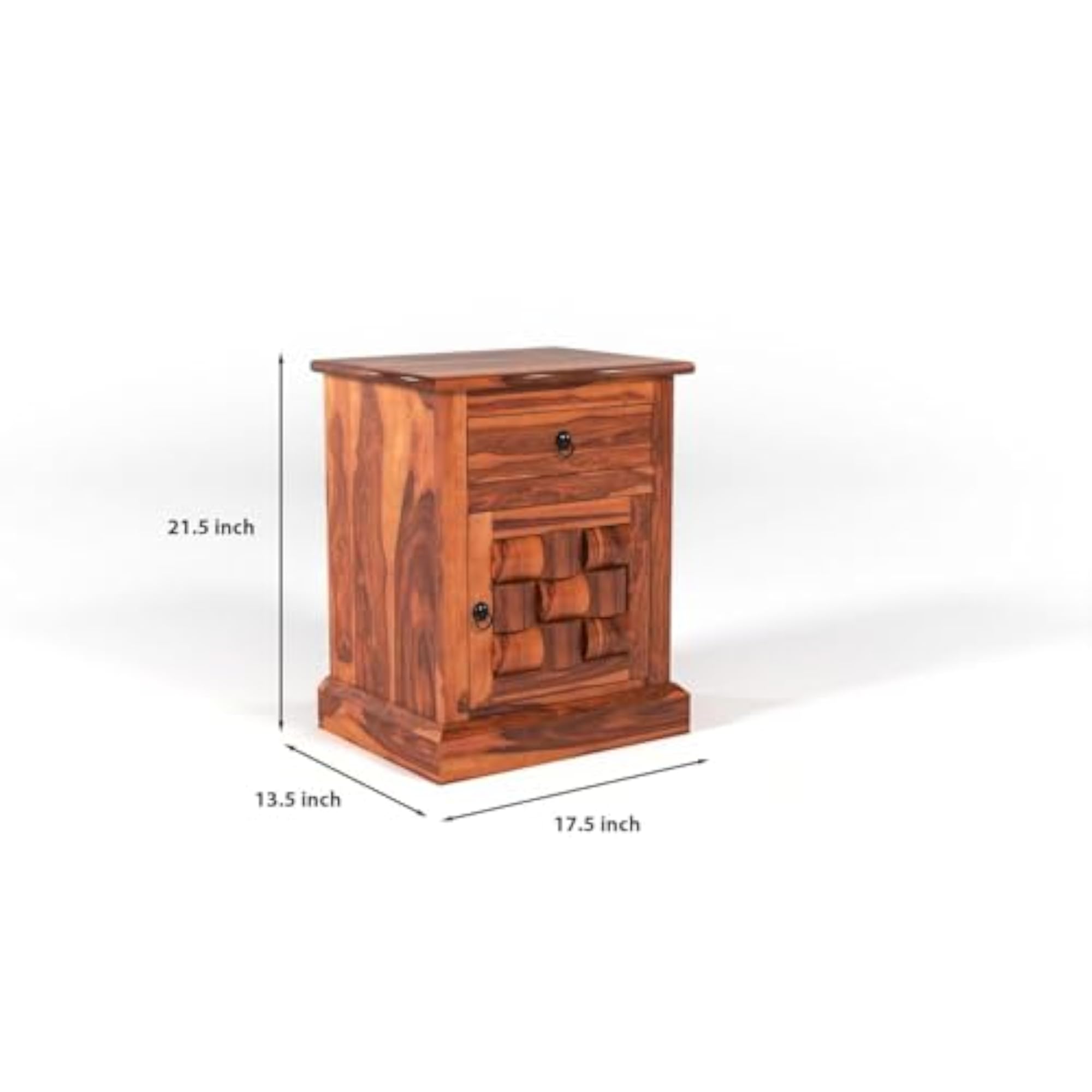 Sheesham Wood Niwar Bedside Table with Drawer & Door