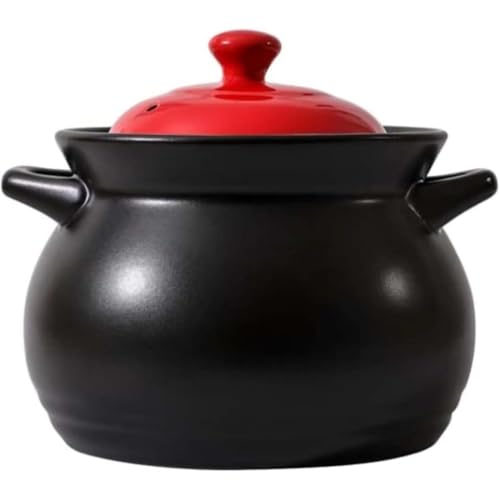 ITMEAT土鍋 両手鍋 直火対応 電子レンジ対応 大容量 蓋付 調理器具 耐熱 -20~950℃ 多機能 肉の煮込み鍋 スープを炊く お手入れ簡単 引っ越し祝い 新築祝い 直火専用 (4.2L,黒い)