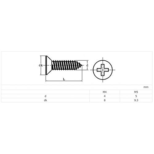 Tornillos autorroscantes M4 x 30 mm cabeza plana Phillips negro zinc 100 pcs miniatura 2