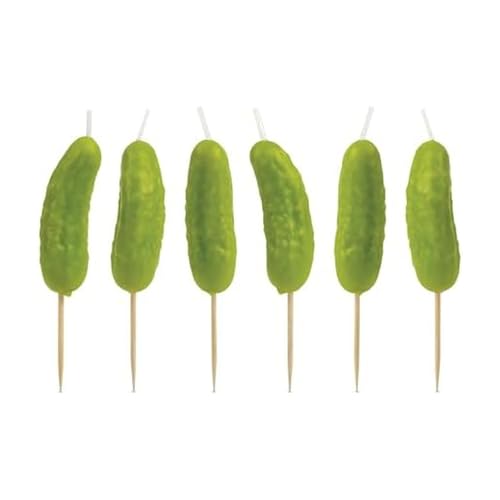 Genuine Fred Pickle Party Candles Set of 6 Quirky Pickle-Shaped Party Birthday Candles 2 Tall Fun and Unique Party Decor Gift-Ready Package