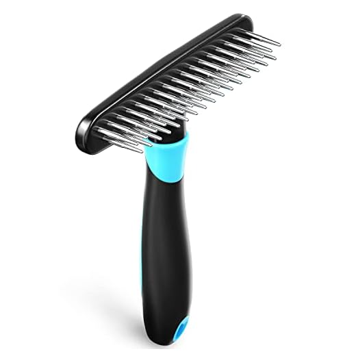 Dog rake deshedding dematting Brush Comb - Undercoat rake for Dogs, Cats, Rabbits, matted, Short or Long Hair Coats - Brush for Shedding, Double Row of Stainless Steel pins - Reduce Shedding by 90%