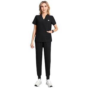 Kousenpu Scrubs for Women Set,V-Neck Stretch Scrubs Top & Jogger Pants Set,Medical Workwear for Nurses Women and Man