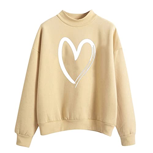 OCCOKO Sudadera Mujer Casual de Manga Larga Suéter Otoño-Invierno (B-Khaki, XXL)