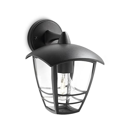Philips Creek Wandleuchten für den Außenbereich, E27-Fassung, wasserfest, schwarz, IP44 wetterfest