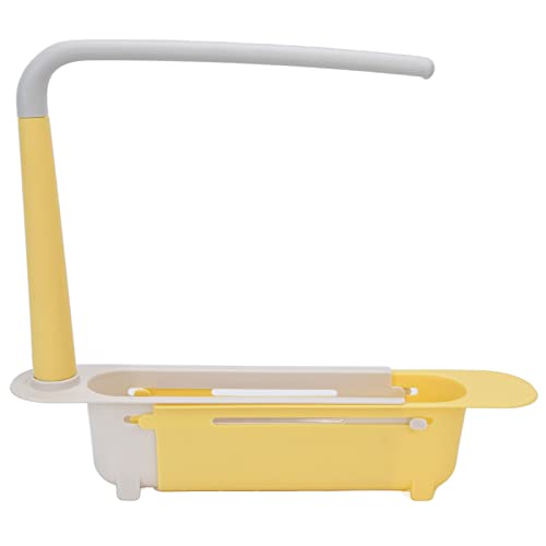 YEmirth porte eponge evier cuisine, Étagère de rangement télescopique pour évier de cuisine Longueur réglable librement Grande capacité En extensible Pour évier de cuisine (jaune)