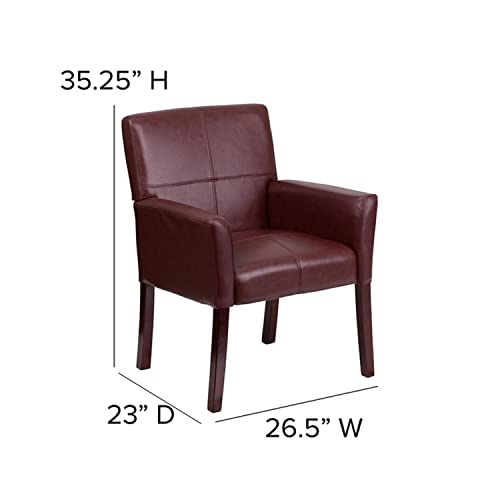 Flash Furniture BT-353-BURG-GG Taylor Burgundy Leathersoft Executive Side Reception Chair With Mahogany Legs thumb #2