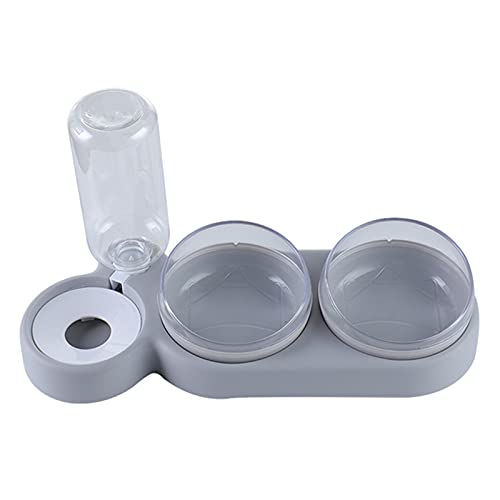 ZiFei Cuenco Automático para Gatos, Dispensador de Agua, Almacenamiento de Agua Cuenco de Comida para Perros y Gatos Recipiente para Alimentos con Bebedero, Alimentador para Mascotas,Gris Cover